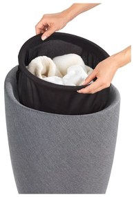 Linen Look szürke szennyestartó kosár és ülőke egyben, 20 l - Wenko