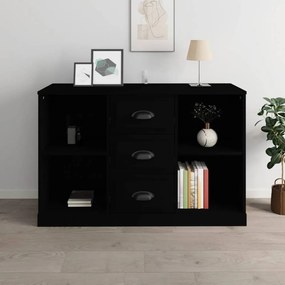 Fekete szerelt fa tálalószekrény 104 x 35,5 x 67,5 cm