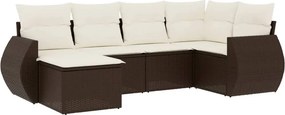 vidaXL 6 részes barna polyrattan kerti ülőgarnitúra párnával