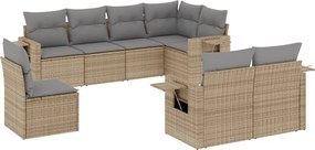 vidaXL 8 részes bézs polyrattan kerti ülőgarnitúra párnával