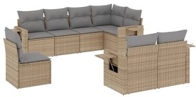 vidaXL 8 részes bézs polyrattan kerti ülőgarnitúra párnával