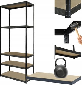 Fém könyvespolc Premium Black állvány Helios 213x40x40cm 5Px175kg 300TYS War