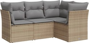 vidaXL 4 részes bézs polyrattan kerti ülőgarnitúra párnákkal