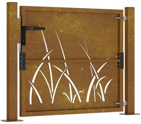 Fűmintás corten acél kerti kapu 105 x 105 cm