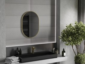 Mexen Loft, ovális fürdőszobai tükör 70 x 50 cm, keret színe arany fényes, 9851-070-050-000-50