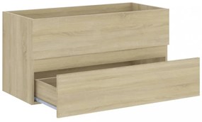 sonoma tölgy színű szerelt fa mosdószekrény 90 x 38,5 x 45 cm