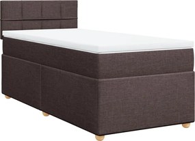 vidaXL sötétbarna szövet rugós ágy matraccal 90 x 200 cm