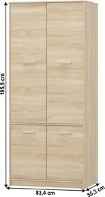 Akasztós szekrény 4D polcokkal, sonoma tölgyfa, TEYO