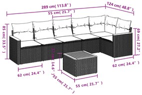 7 részes szürke polyrattan kerti ülőgarnitúra párnákkal