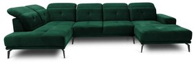 Zöld bársony sarokkanapé (bal oldali-U alakú) Bretan – ELTAP