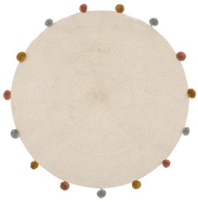 POMPONS bézs kerek szőnyeg 90 cm