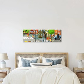 Kép - gyermek város (órával) (90x30 cm)