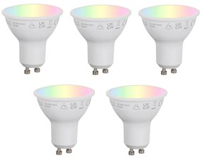 5 darabos intelligens GU10 50 mm-es dimmelhető LED izzókészlet, opál RGBW 4,7 W 400 lm 2700-6500K Zigbee
