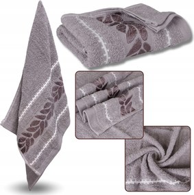 Cappucino pamut törölköző dekoratív hímzéssel, levelekkel 48x100 cm x1