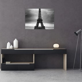 Üveg kép - Rózsaszín autó Párizsban (70x50 cm)