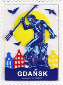 Postaláda alakú mágnes tengeri motívummal Gdańsk