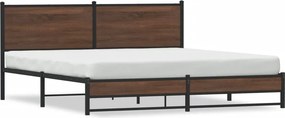 vidaXL barna tölgy színű fém ágykeret matrac nélkül 183 x 213 cm