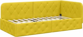 vidaXL Sarokágy keret fejtámlával Sárga 90 x 200 cm Bársony
