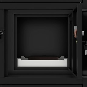 FILIP irodai fémszekrény irattartóval és iratszéffel, 900 x 1850 x 400 mm, fekete színben