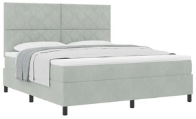 Boxspring Ágy Mattal Világosszürke Szuper Király Bársony