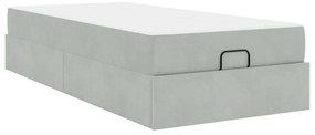 Ágykeret matracmal tárolóval Világosszürke 80 x 200 cm Bársony
