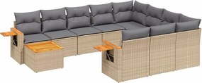 vidaXL 11 részes bézs polyrattan kerti ülőgarnitúra párnákkal