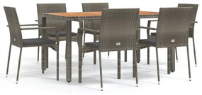 7 részes szürke polyrattan kerti étkezőgarnitúra párnával