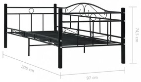 fekete fém kanapéágy-keret 90 x 200 cm