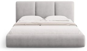 Világosszürke kárpitozott ágyneműtartós franciaágy ágyráccsal 140x200 cm Brody – Mazzini Beds