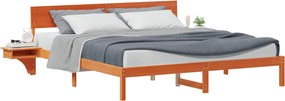 vidaXL Ágykeret fejtámlával Faggyú barna 200 x 200 cm Tömör fenyőfa
