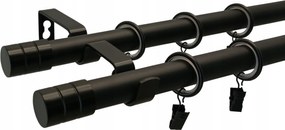 Függönykarnis Dupla Fém loft fekete matt mix végek 19+19 mm 340 cm