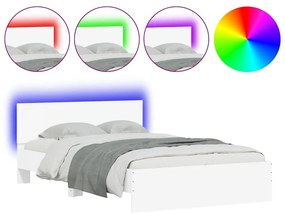 fehér ágykeret fejtámlával és LED-del 120 x 200 cm