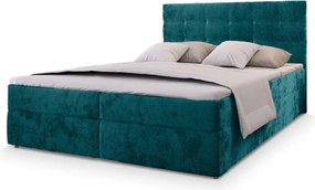 AKCIÓ Kárpitozott boxspring ágy GLORIEN VELVET 180x200 cm türkiz II. osztály Matrac: Bonell rugós matrac