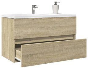Sonoma tölgy színű szerelt fa mosdószekrény 80 x 38,5 x 45 cm