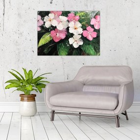 Üveg kép - Rózsaszín és fehér virágok (70x50 cm)