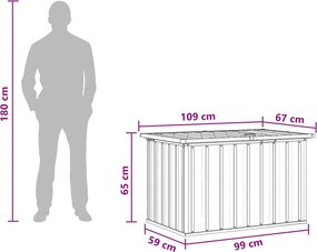 vidaXL Kültéri Tároló Doboz faszínű 109 x 67 x 65 cm Horganyzott Acél