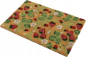 Lábtörlő Cipőhöz 60x40cm Eper Virágokkal Barna Piros Zöld Ko