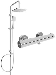 Mexen Tord zuhanygarnitúra esőzuhannyal és termosztatikus zuhanyzóval Kai, króm, 77100200-00