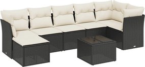 vidaXL 8 részes fekete polyrattan kerti ülőgarnitúra párnákkal