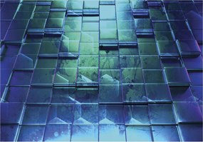 Fotótapéta Geometria 3D Absztrakt csempe tengeri árnyalatok 416x254 +ragasztó