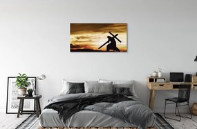 Canvas képek Jézus kereszt naplemente 100x50 cm