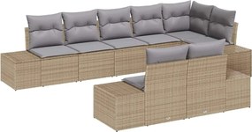 vidaXL Kerti Kanapé Szett 8 pcs Beige és Világosszürke Poli rattan