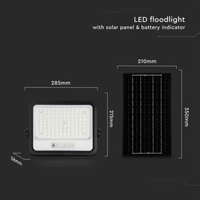LED dimmelhető napelemes reflektor LED/200W/3,2V IP65 10000 mAh fekete + távirányító