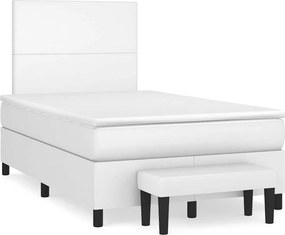 vidaXL fehér műbőr rugós ágy matraccal 120x190 cm