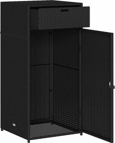 vidaXL fekete polyrattan kerti tárolószekrény 55 x 55 x 111 cm