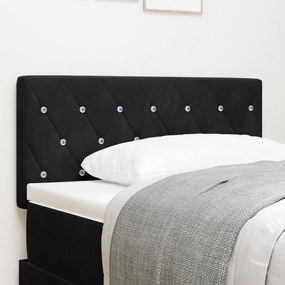 LED Fejvédő Kristálygombos Tufted Fekete 100 cm Bársony