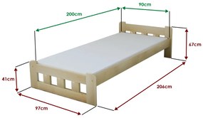 Naomi magasított ágy 90x200 cm, fenyőfa Ágyrács: Lamellás ágyrács, Matrac: Deluxe 10 cm matrac