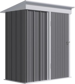 Outsunny Acél Alapú Kerti Szekrény 2 Állítható Polccal, Szerszámtároló Szekrény Tetővel és Zárható Ajtóval, 161x95x163/181cm, Szürke | Aosom