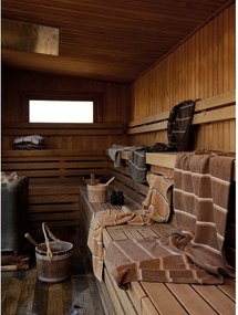 Barna-bézs pamut fürdőlepedő 70x140 cm Sauna – Zone