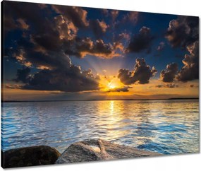 Vászonkép 80x60 Sziklák Tenger naplemente